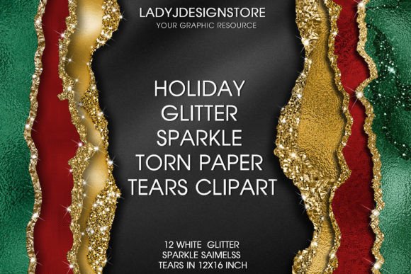 Download Gold Red Green Glitter Torn Paper - Paper Collection