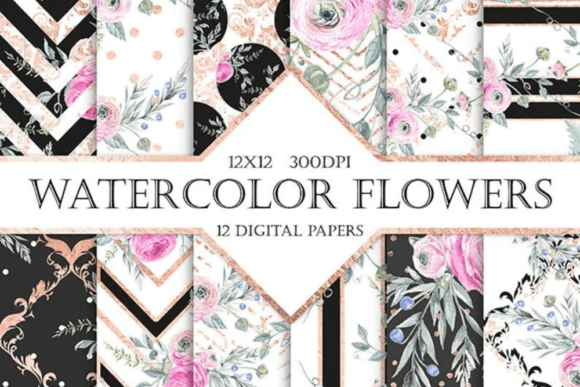 Download Watercolor Flowes Digital Paper - Paper Collection