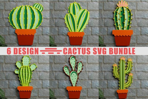 Download Cactus 3D SVG Multilayered Papercut File - Paper Collection