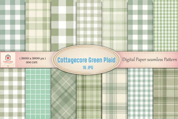 Download Cottagecore Green Plaid Digital Paper Bu - Paper Collection