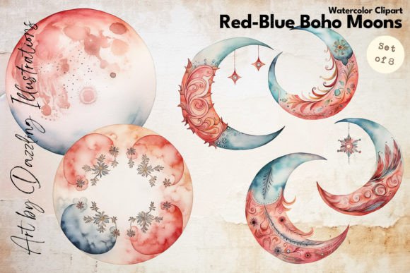 Download Boho Moon Magic | Watercolor Moons - Boho moon Collection