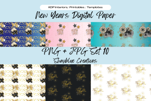 Download New Year's Digital Pattern Paper Set - Paper Collection
