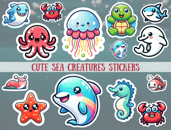 Download Sea Creatures Stickers, Ocean Stickers - Stickers Collection