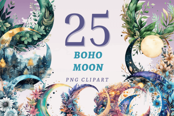 Download Boho Moon PNG Bundle - Boho moon Collection