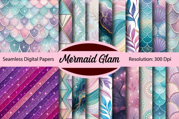 Download Mermaid Glam Seamless Digital Paper - Paper Collection