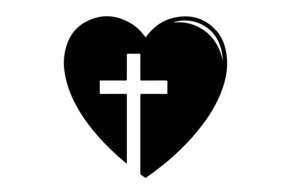 Download Black Glossy Heart with White Cross Symb - Glossy Collection