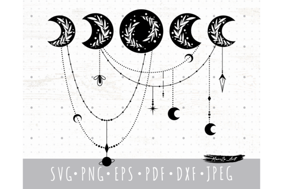 Download Floral Boho Moon Phases SVG PNG Files - Boho moon Collection