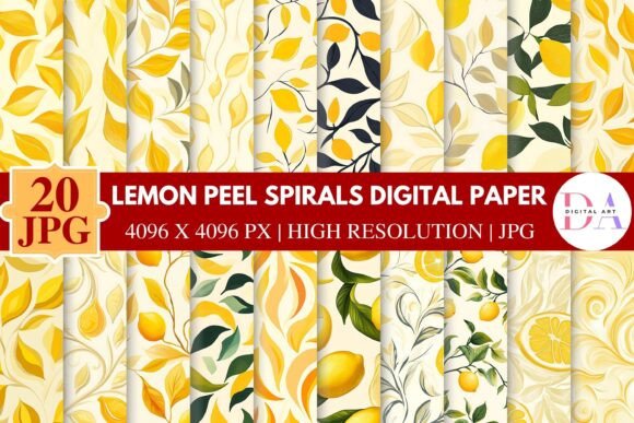 Download Lemon Peel Spirals Digital Paper - Paper Collection