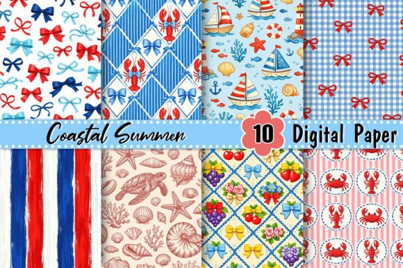 Download Coquette Coastal Summer Digital Paper - Paper Collection