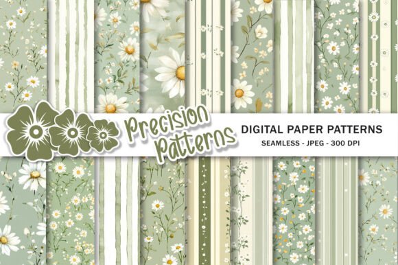 Download Cottagecore Sage Green Daisy Paper - Paper Collection