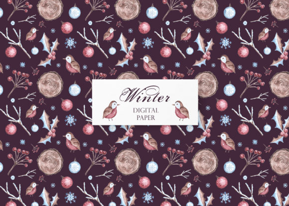 Download Winter Watercolor Digital Paper, Pattern - Paper Collection