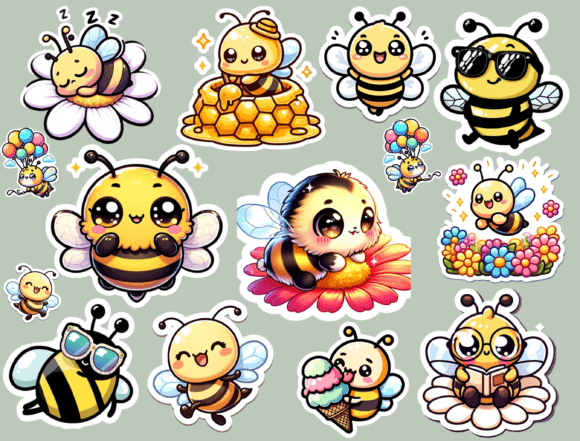 Download Kawaii Cute Bee Stickers - Stickers Collection